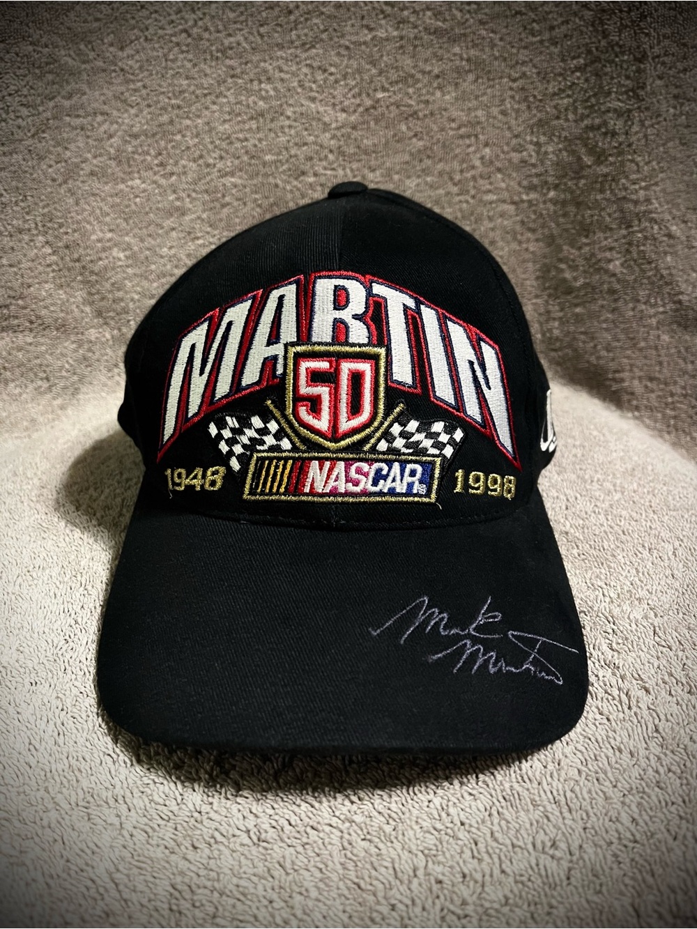 Martin 50 NASCAR Black Baseball Cap with Signature (discounted shipping)